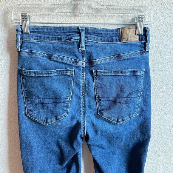 American Eagle High Rise Jegging Jeans Womens 2 Short Medium Wash Stretch Skinny - Picture 4 of 8